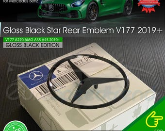 AMG A45 Gloss Black Star Trunk Emblem Rear Lid Badge Mercedes V177 Sedan 2019+