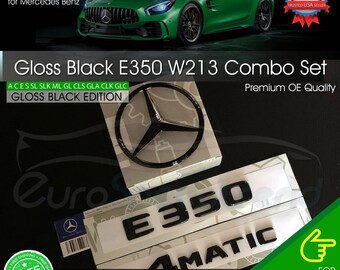 Ensemble d'emblèmes arrière en forme d'étoile, noir brillant, pour Mercedes-Benz E350 4MATIC AMG W213 (2020)