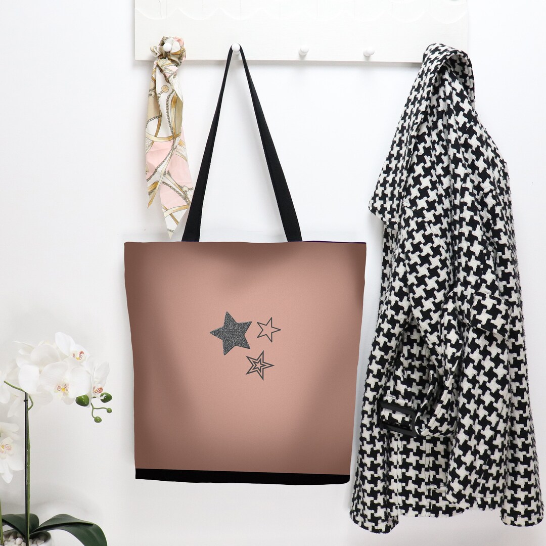 Y2K Light Pink Tote Bag With Stars Teen Bags Book Bags Etsy