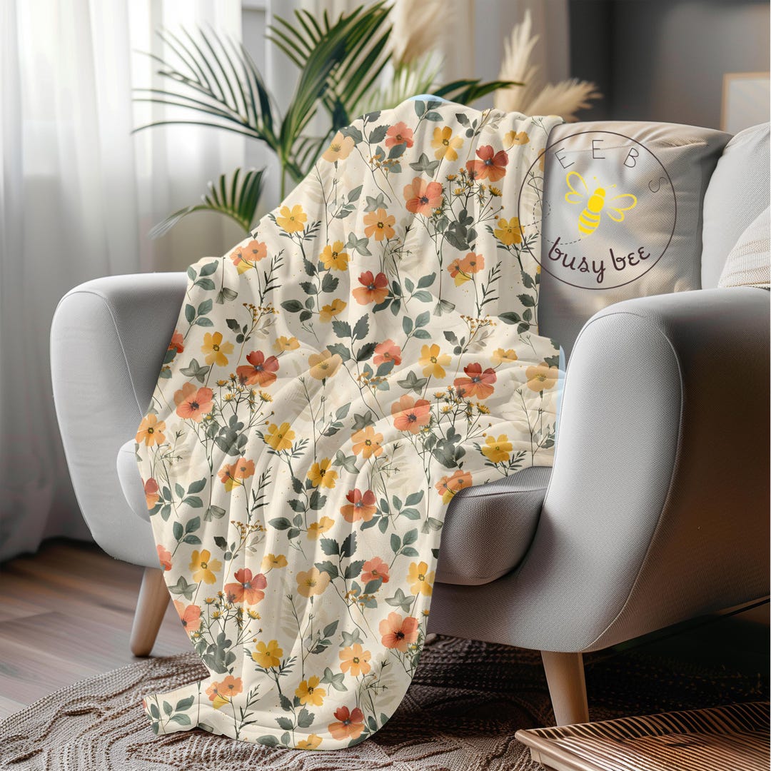 Floral Velveteen Plush Blanket: Cozy Throw, Home Decor - Etsy