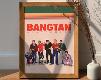 BTS OT7 Retro Art Print, 2021 Season's greetings, Bts Minimal OT7 Poster, K-pop Wall Art, Digital Download, Bts gift, K-pop Room Decor