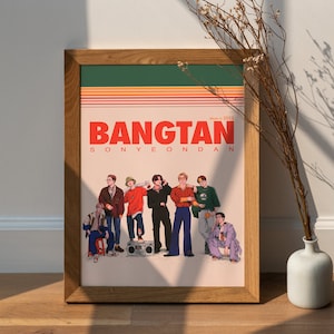 BTS OT7 Retro Art Print, 2021 Season&#39;s greetings, Bts Minimal OT7 Poster, K-pop Wall Art, Digital Download, Bts gift, K-pop Room Decor