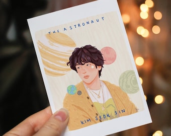 JIN THE ASTRONAUT Art Print, Bts Jin The Astronaut Sketch, Cute Kpop Room Decor, Printable Bts Wall Art, Digital Download