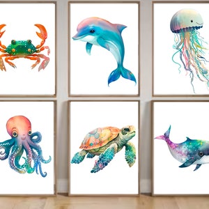 Under the Sea Nursery Prints, Nautical Ocean Animal Posters, Boy Nursery Prints Set, Sea Animal Wall Art, Playroom Decor, DIGITAL DOWNLOAD