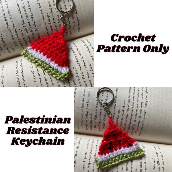 Crochet watermelon keychain pattern no sew, DIY beginner crochet pattern, Easy crochet pattern, Palestine Resistance crochet pattern Pal Pin