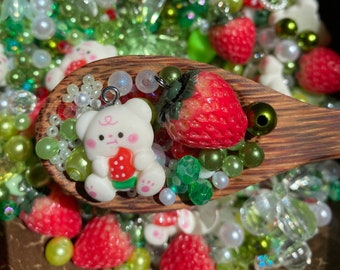 Green Spring Bead Soup Mix with Charms, DIY Jewelry Making Supplies