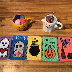 Mini Mosaic Motifs - Halloween | Overlay Mosaic Crochet Pattern by Aureus Designs NZ | Digital Download | PATTERN ONLY