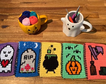 Mini Mosaic Motifs - Halloween | Overlay Mosaic Crochet Pattern by Aureus Designs NZ | Digital Download | PATTERN ONLY