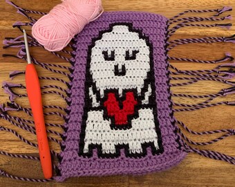 Loveable Ghostie from Mini Mosaic Motifs - Halloween | Overlay Mosaic Crochet Pattern by Aureus Designs NZ | Digital Download | PATTERN ONLY