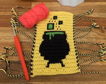 Cauldron Bubble from Mini Mosaic Motifs - Halloween | Overlay Mosaic Crochet Pattern by Aureus Designs NZ | Digital Download | PATTERN ONLY