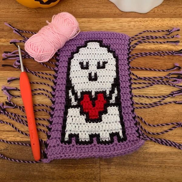 Loveable Ghostie from Mini Mosaic Motifs - Halloween | Overlay Mosaic Crochet Pattern by Aureus Designs NZ | Digital Download | PATTERN ONLY