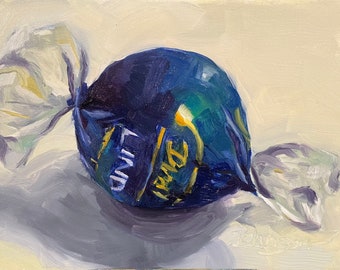 Original Oil Painting: Blue Lindor Truffle