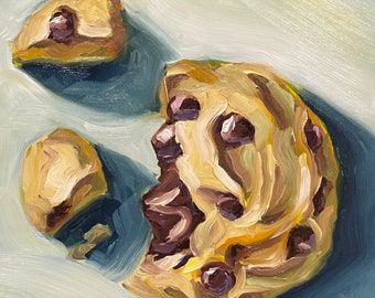 Original Oil Painting: Chocolate Chip Cookie