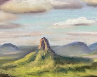 Original Pastel Painting: Glasshouse Mountains
