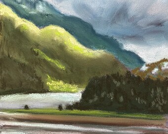 Original Pastel Painting: Sunlight Near Juneau