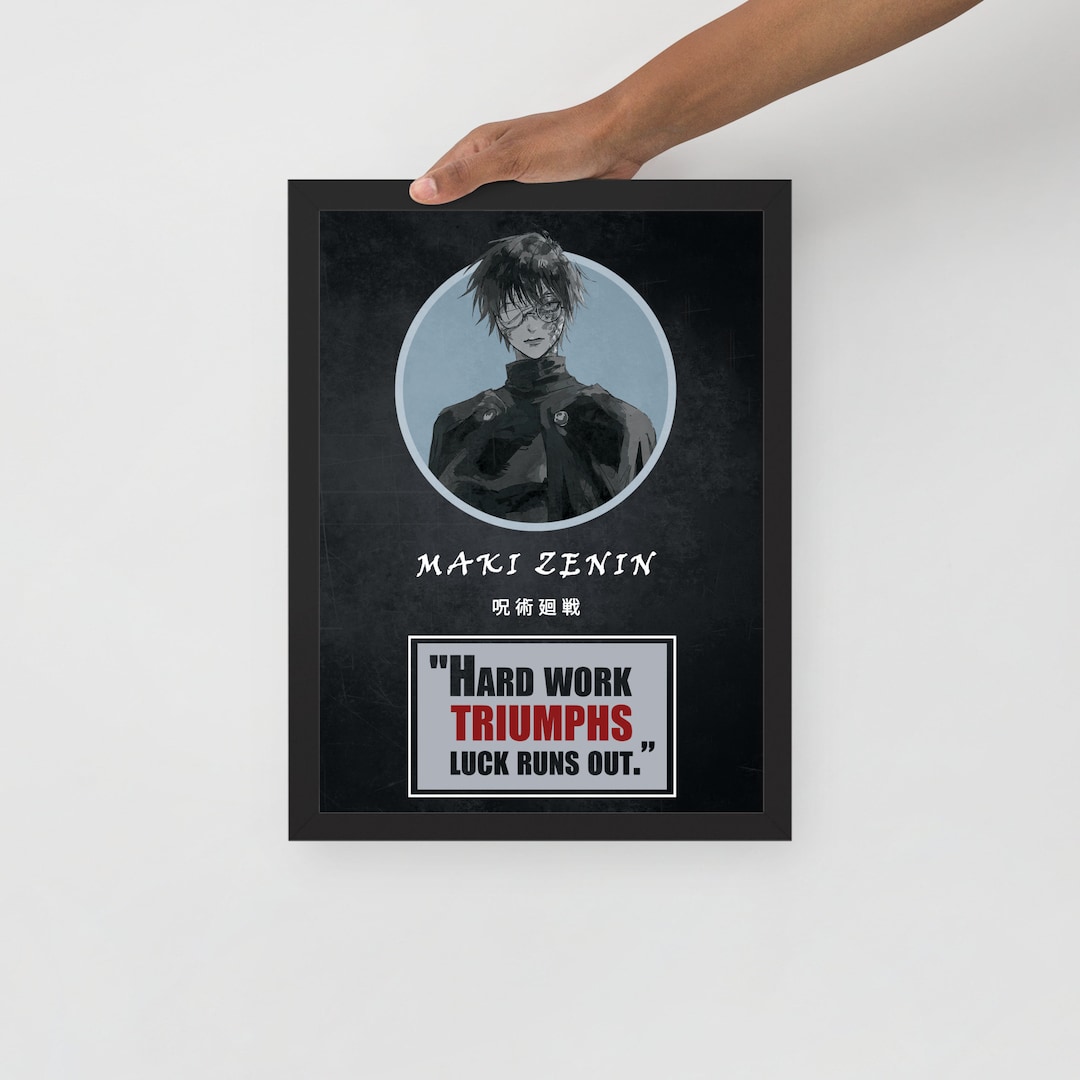 Maki Zenin Empowerment Jujutsu Kaisen Framed Poster, Maki Zenin Wisdom ...