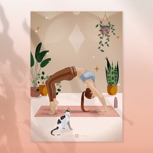 Yoga Girl Art | Yoga Illustration | Yoga Pose | Poster | Digital Illustration | Instant Digital Download | Yoga Studio Decor | Boho Girl Art