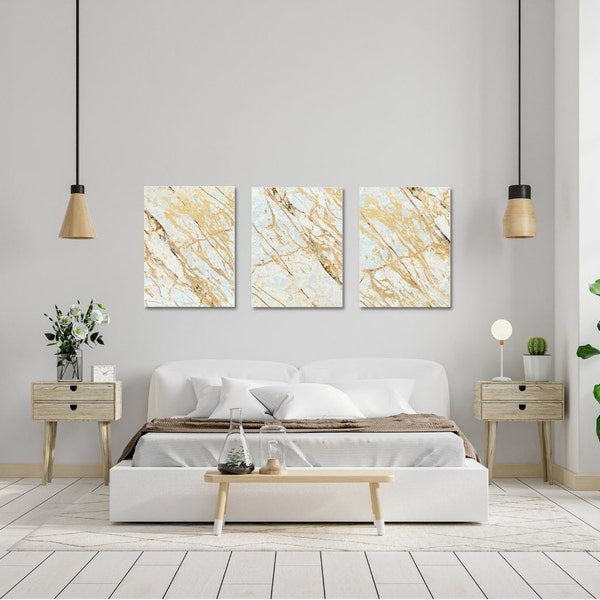 Elegant Marble Trio: Digital Wall Art Set of 3 - Instant Download