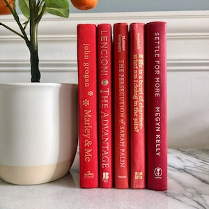 Red Decorative Book Set Stack - Shelf Decor