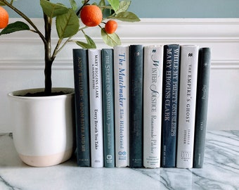 Pile de livres décoratifs gris foncé et blanc - Décor d'étagère