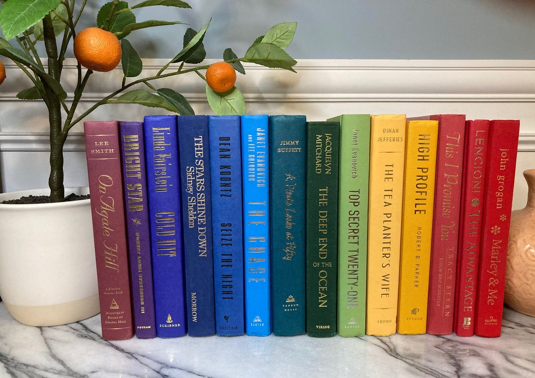 Rainbow Decorative Book Set Stack Shelf Decor Etsy