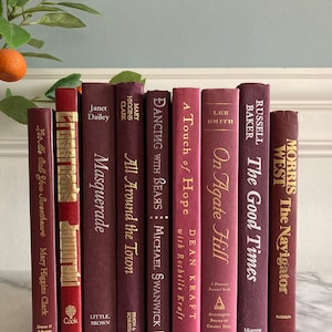 Maroon Tone Decorative Book Set Stack - Shelf Decor