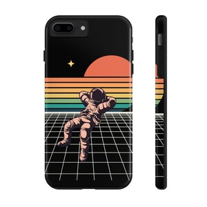 Retro 80s Tough Phone Case, Vintage Rainbow Astronaut Phone Case, Vintage 80s Aesthetic Case, Groovy Vibes Phone Case, 1980s Design Case image 6
