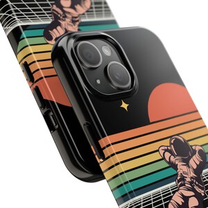 Retro 80s Tough Phone Case, Vintage Rainbow Astronaut Phone Case, Vintage 80s Aesthetic Case, Groovy Vibes Phone Case, 1980s Design Case image 2