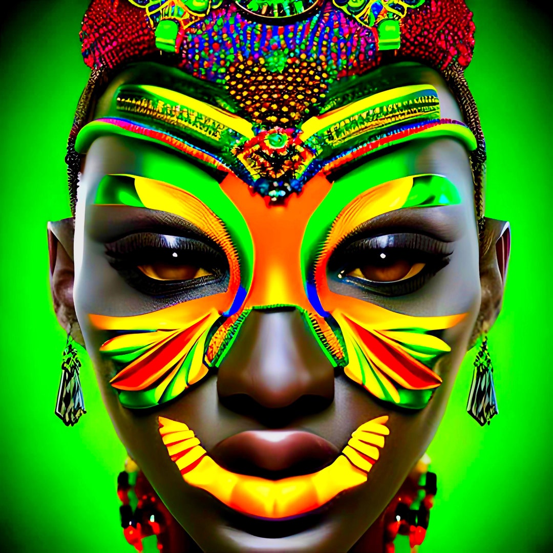 Mesmerizing Afrofuturism Cyborg Digital Art Print| Intricate African ...