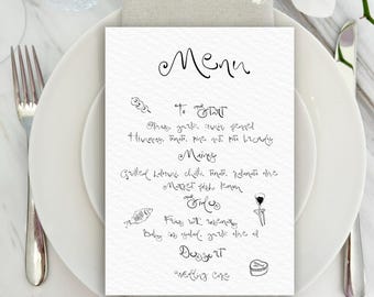 Modern Wedding Menu Template with Illustrations | DIY Printable Menu | BRITT Design