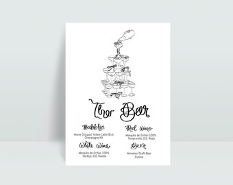 Wedding Bar Menu Template | Illustrated Drinks Menu | Template | Printable Menu | Handwritten Font | LIV Design