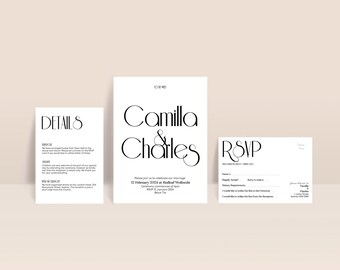 Classic Modern Wedding Invitation Template | Handlettered Invitation | Instant Download | Template | Printable Invite | CAMI Design