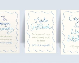 Small Signage Bundle | Wishing well sign | Loving Memory Sign | Audio Guestbook Sign Template | DIY Printable | RICH Design