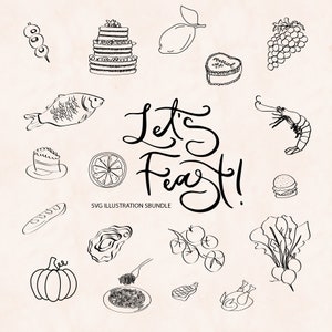 Fest Illustrationen SVG Bundle | Hand gezeichnetes Menü | Zeichnungen | Digitaler Download | Clip Art