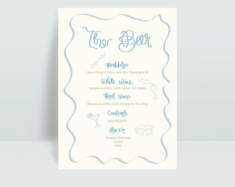 Wedding Drinks Menu Template | Illustrated Drinks Menu | Template | Printable Menu | RICH Design
