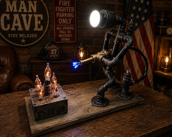 Firefighter Industrial Pipe Lamp | One-of-a-Kind Lamp