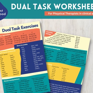 Dual Task Activities Worksheet for Increasing Cognitive Load for ...