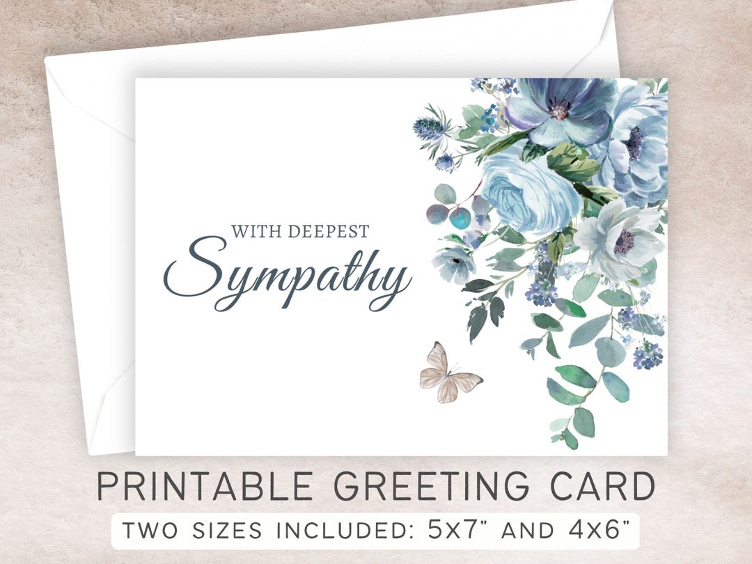 With Deepest Sympathy Printable Card 5x7 and 4x6 Instant - Etsy