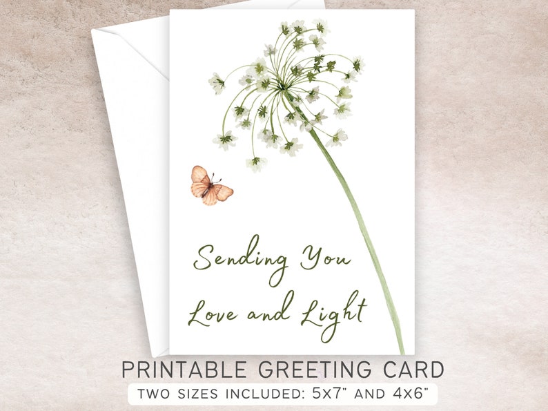 Sending You Love & Light Printable Card | 5x7 and 4x6 | Instant Digital ...