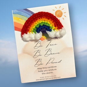 Carte arc-en-ciel, poche arc-en-ciel, poche câlin, arc-en-ciel au crochet, cadeau de fierté, cadeau de coming out