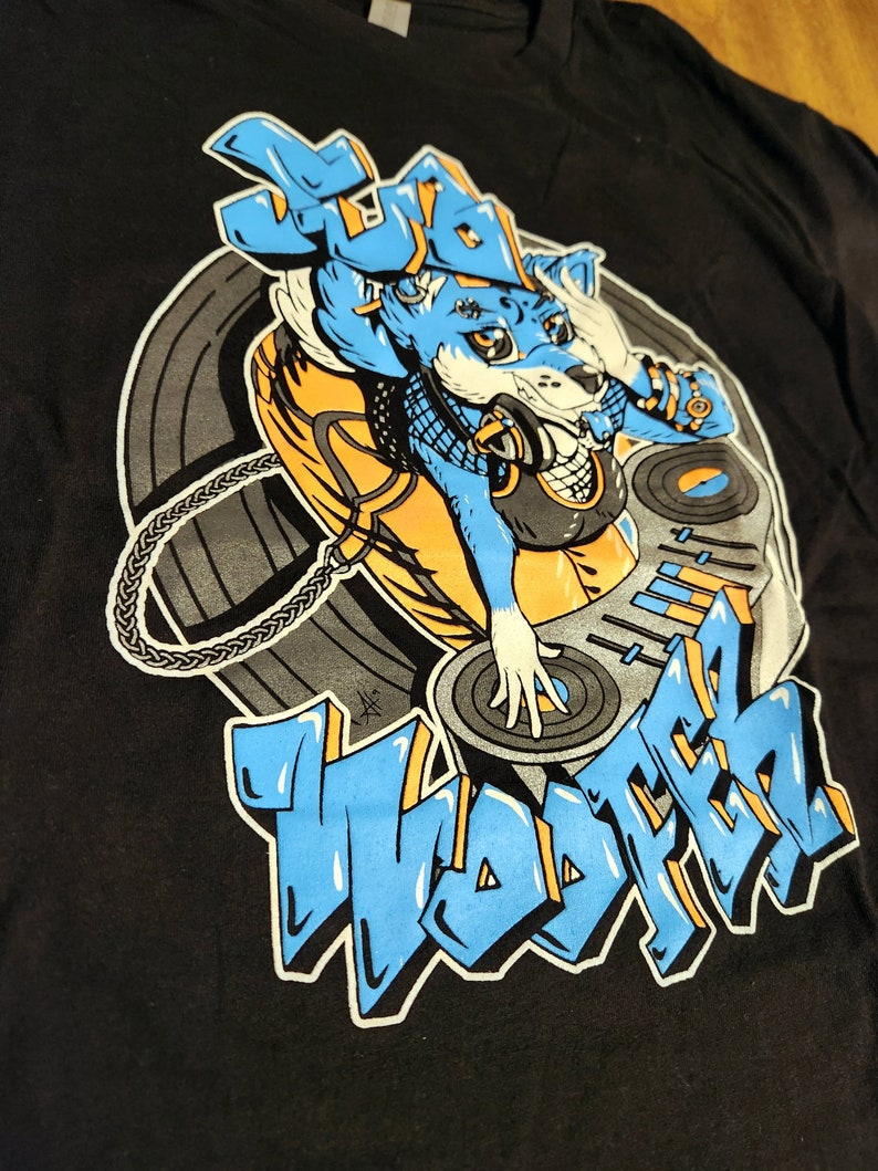 Subwoofer Furry DJ Rave UV Black Light Glow Tee T-Shirt image 2