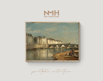 Pont de la Tournelle Paris / Landscape / Oil Painting / Vintage Art Print / Printable Artwork / Downloadable Print / Digital Download / #030