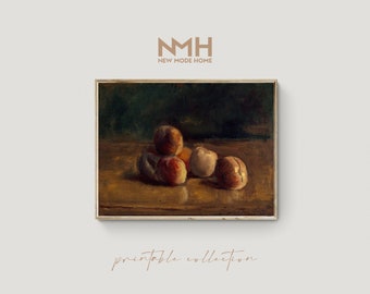 Still Life with Peaches / Vintage Oil Painting / Kitchen Painting / Printable Artwork / Downloadable Print / Digital Download / #013