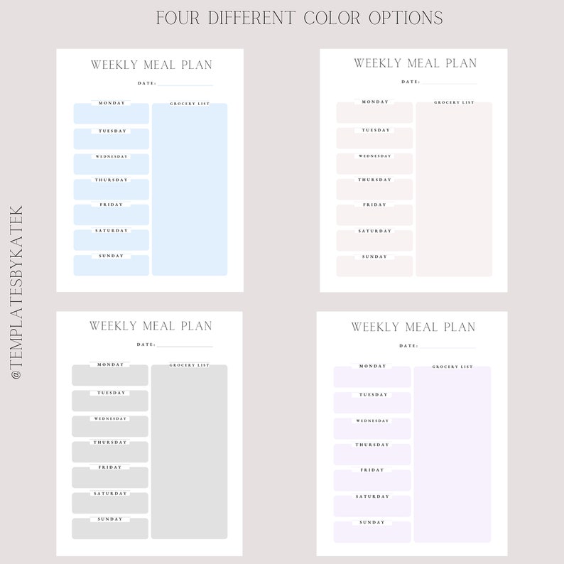 Weekly Meal Planner & Grocery List Meal Prep Planner PDF - Etsy