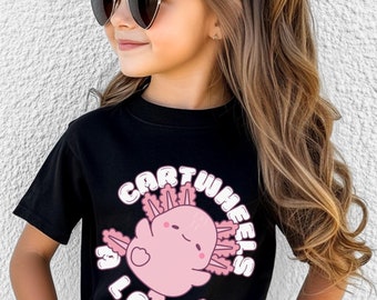 Loves Axolotls T-shirt, Cartwheel Shirt, Cute Axolotl Cartwheel Gift, Youth Axolotls, Cartwheels Gymnastics Girls Shirt, Sport Lover Tshirt