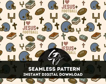 Jesus and Football Seamless Pattern | Christian Seamless File | Football and Jesus Pattern | Christian PNG