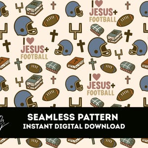 Jesus und Fußball Musterdesign: Christliche PNG Datei (Digitaler Download 12 x 12 in 300DPI)