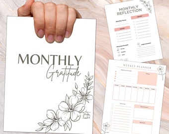 BUNDLE Gratitude Journal Printable, Mindfulness Log, Gratitude Template, Self Care Planner, Daily Journal for Women, Wellness, New Goals