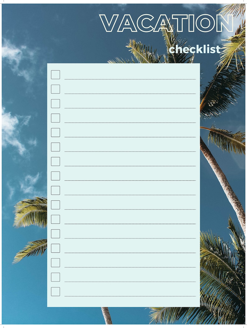 Vacation Checklist Printable Planner Holiday Planner to Do Vacation Vacation Checklist Printable Planner Holiday Planner to Do Vacation