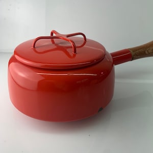 Vintage Red Dansk Kobenstyle Enamel Fondue Pot